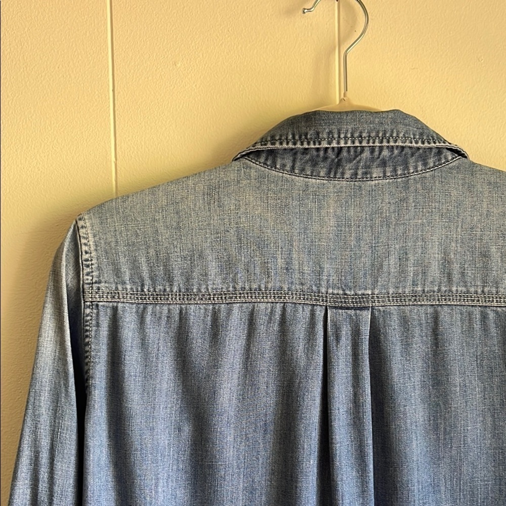 Uniqlo Women’s Denim Long Sleeve Popover Shirt Dress Tunic Top Button Front Sz L - Picture 13 of 13